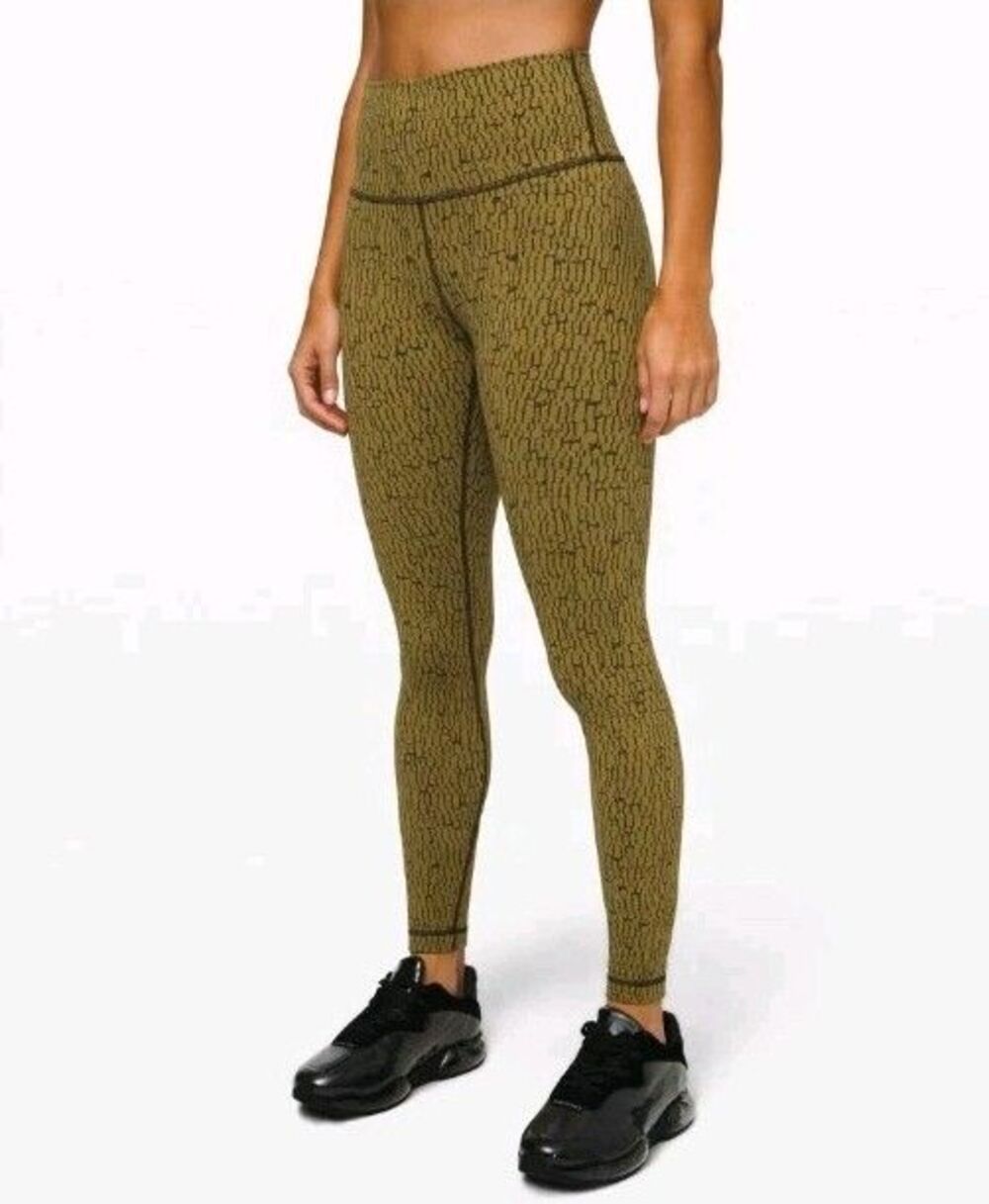 Lululemon Align High-Rise Pant 28" Size 4 Bronze Green Bark Dust Crackle Print